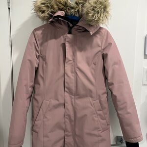 TNA: Aritzia Haven Women's Pink Fur-Trimmed Hooded Down Parka